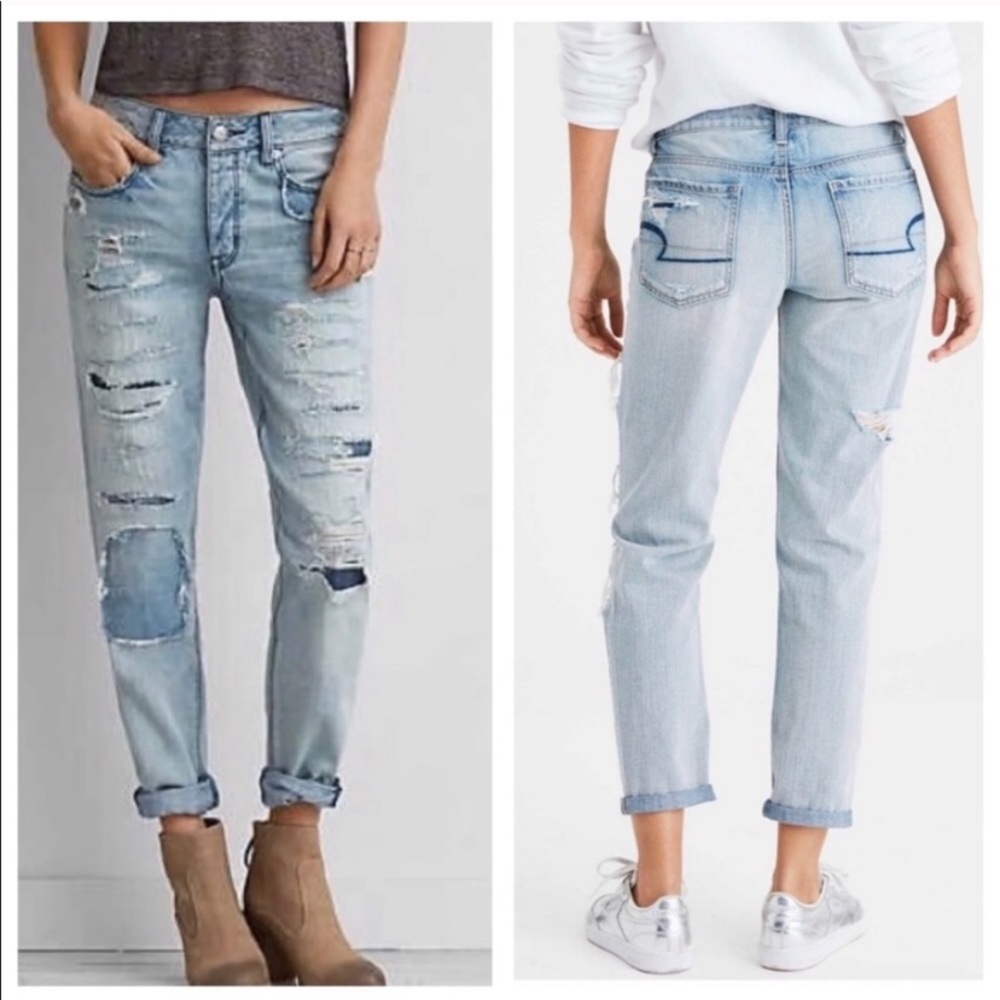 AMERICAN EAGLE OUTFITTERS tomgirl torn JEANS AEO 2